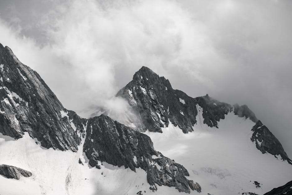 Mountain Landscapes - Dramatic black and white capture of Tirol's rugg #12734294