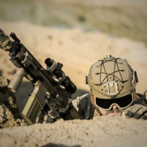 Desert Wilderness - A soldier with tactical gear hiding in the deser #163480