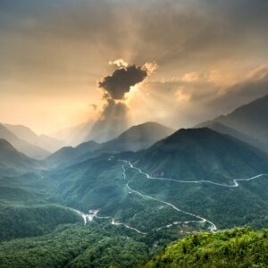 Mountain Landscapes - Stunning landscape of a sunlit mountain range wi #2132095