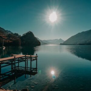 Lake Reflections - Scenic view of a tranquil lake and mountains at #2618992