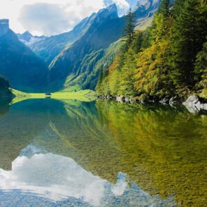 Lake Reflections - A serene mountain lake with clear reflections an #289472