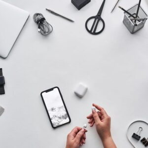 Beach Scenery - Flat lay of a modern workspace featuring tech de #3183198