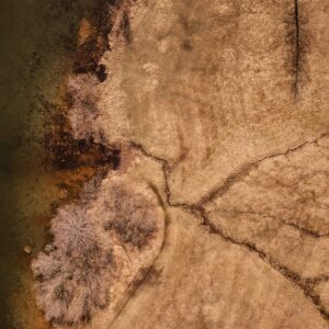 Lake Reflections - Aerial view of a winter landscape showcasing cra #31987736
