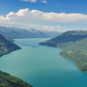 Lake Reflections - Breathtaking aerial shot of a tranquil lake surr #36163471