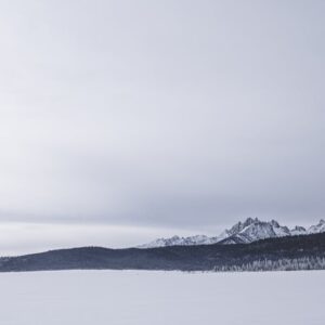 Snow Mountains - A tranquil winter scene with snow-covered mounta #3680746